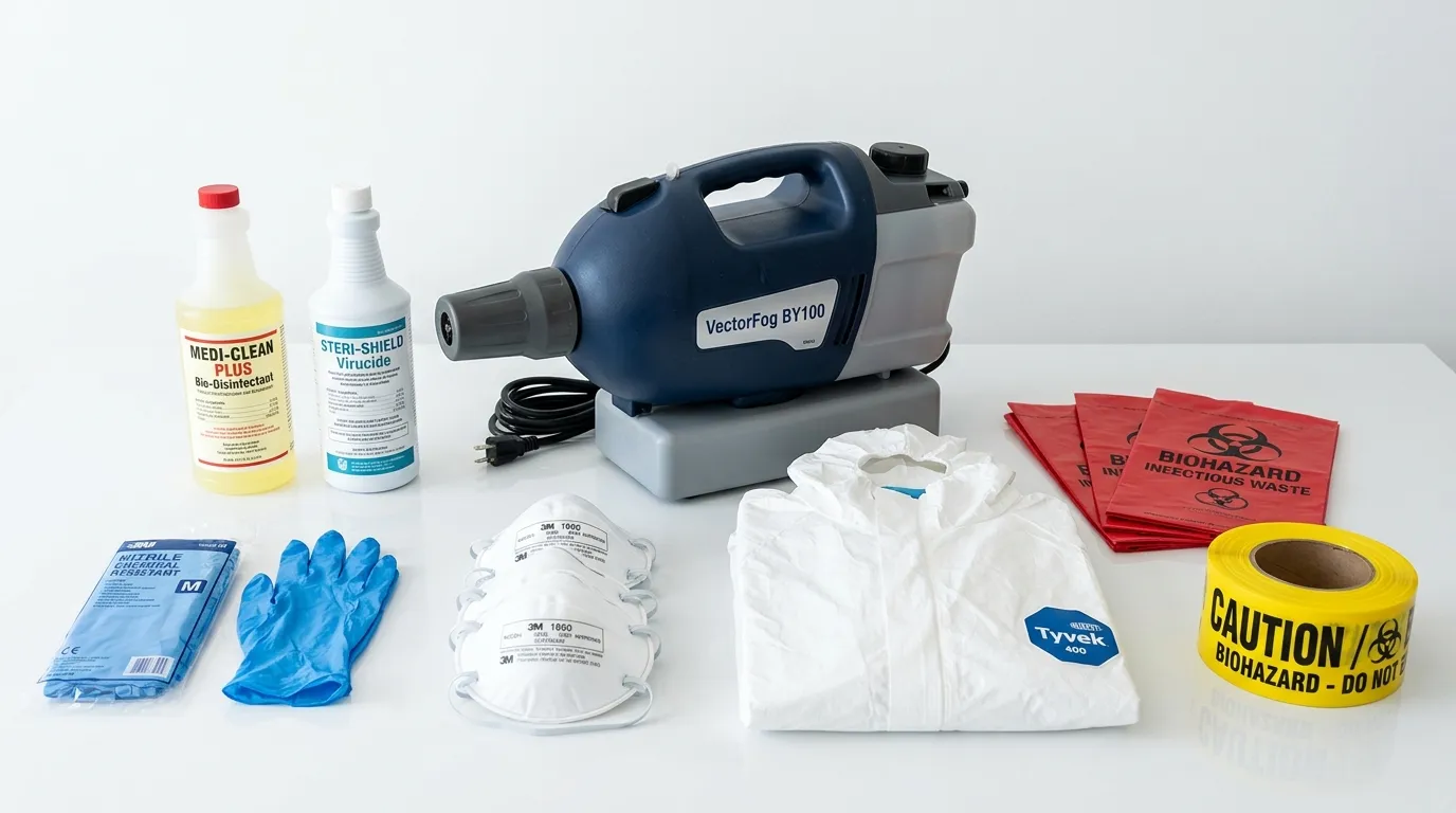 Professional biohazard remediation crew working in Mundelein